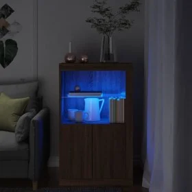 Sideboard with LED lights brown oak engineered wood by , Lockers and storage cabinets - Ref: Foro24-836629, Price: 97,09 €, D...