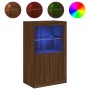Sideboard with LED lights brown oak engineered wood by , Lockers and storage cabinets - Ref: Foro24-836629, Price: 100,41 €, ...