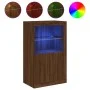Sideboard with LED lights brown oak engineered wood by , Lockers and storage cabinets - Ref: Foro24-836629, Price: 97,09 €, D...