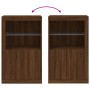 Sideboard with LED lights brown oak engineered wood by , Lockers and storage cabinets - Ref: Foro24-836629, Price: 100,41 €, ...