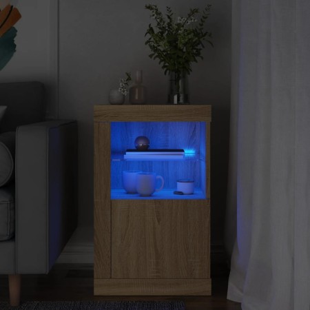 Sideboard mit LED-Leuchten, Sonoma-Eiche, Holzwerkstoff von , Schließfächer und Lagerschränke - Ref: Foro24-836634, Preis: 59...