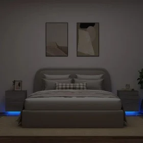 Bedside tables LED lights 2 pcs Sonoma gray engineered wood by , Nightstands - Ref: Foro24-836746, Price: 109,36 €, Discount: %