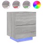 Nachttische, LED-Leuchten, 2 Stück, Sonoma-graues Holzwerkstoff von , Nachttische - Ref: Foro24-836746, Preis: 110,94 €, Raba...