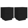 Bedside tables with LED lights 2 pcs black engineered wood by , Nightstands - Ref: Foro24-836738, Price: 117,48 €, Discount: %