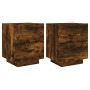 Bedside table LED lights 2 pcs engineered wood smoked oak by , Nightstands - Ref: Foro24-836744, Price: 110,67 €, Discount: %