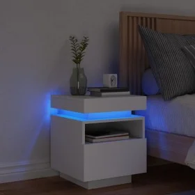 Bedside table with white LED lights 40x39x48.5 cm by , Nightstands - Ref: Foro24-836784, Price: 61,47 €, Discount: %