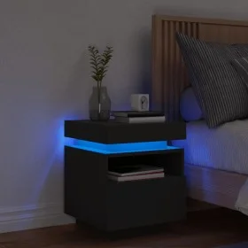 Black nightstand with LED lights 40x39x48.5 cm by , Nightstands - Ref: Foro24-836786, Price: 65,34 €, Discount: %