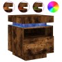 Nachttisch mit LED-Leuchten, geräucherte Eiche, 40 x 39 x 48,5 cm von , Nachttische - Ref: Foro24-836792, Preis: 74,45 €, Rab...