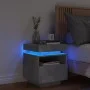 Concrete gray bedside table with LED lights 40x39x48.5 cm by , Nightstands - Ref: Foro24-836790, Price: 71,93 €, Discount: %