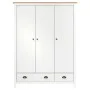 Hill Range 3-türiger Kleiderschrank aus weißem Kiefernholz, 127 x 50 x 170 cm von , Kleiderschränke - Ref: Foro24-288954, Pre...