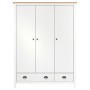 Hill Range 3-türiger Kleiderschrank aus weißem Kiefernholz, 127 x 50 x 170 cm von , Kleiderschränke - Ref: Foro24-288954, Pre...