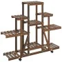 Flower stand with wheels solid fir wood 110x25x101 cm by , Pot stands - Ref: Foro24-362851, Price: 49,73 €, Discount: %
