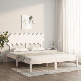 Estructura de cama de madera maciza de pino blanca 160x200 cm Estructura de cama de madera maciza de pino blanca 160x200 cm