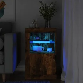 Sideboard mit LED-Lichtern aus geräucherter Eichen-Ingenieurholz. von , Schließfächer und Lagerschränke - Ref: Foro24-836638,...