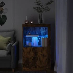 Sideboard mit LED-Lichtern aus geräucherter Eichen-Ingenieurholz. von , Schließfächer und Lagerschränke - Ref: Foro24-836627,...