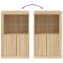 Aparador con luces LED madera de ingeniería roble Sonoma by , Lockers and storage cabinets - Ref: Foro24-836625, Price: 76,85...