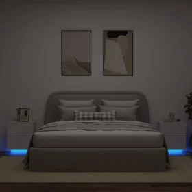 Mesitas de noche con luces LED 2 uds madera ingeniería blanca by , Nightstands - Ref: Foro24-836736, Price: 117,66 €, Discoun...