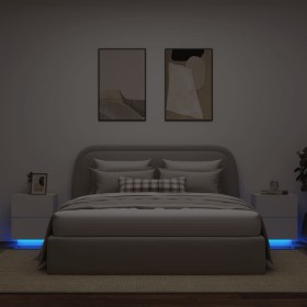 Nachttische mit LED-Lichtern, 2 Stück, weißes Ingenieurholz von , Nachttische - Ref: Foro24-836736, Preis: 119,52 €, Rabatt: %