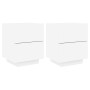 Mesitas de noche con luces LED 2 uds madera ingeniería blanca de , Mesitas de noche - Ref: Foro24-836736, Precio: 126,34 €, D...