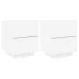 Mesitas de noche con luces LED 2 uds madera ingeniería blanca de , Mesitas de noche - Ref: Foro24-836736, Precio: 117,62 €, D...