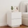 Mesitas de noche con luces LED 2 uds madera ingeniería blanca de , Mesitas de noche - Ref: Foro24-836736, Precio: 117,62 €, D...