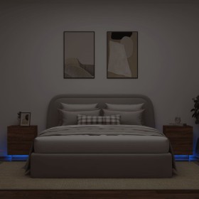 Nachttische mit LED-Lichtern, 2 Stück, aus Eichenholz in Braun. von , Nachttische - Ref: Foro24-836748, Preis: 96,68 €, Rabat...