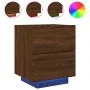 Mesitas de noche luces LED 2 uds madera ingeniería roble marrón by , Nightstands - Ref: Foro24-836748, Price: 95,46 €, Discou...
