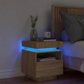 Mesita de noche con luces LED roble Sonoma 40x39x48,5 cm
