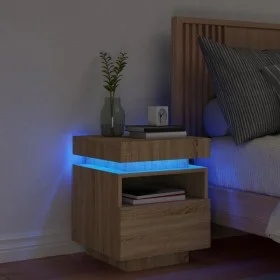 Mesita de noche con luces LED roble Sonoma 40x39x48,5 cm by , Nightstands - Ref: Foro24-836788, Price: 65,42 €, Discount: %
