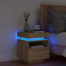 Nachttisch mit LED-Lichtern in Sonoma-Eiche 40x39x48,5 cm von , Nachttische - Ref: Foro24-836788, Preis: 65,01 €, Rabatt: %
