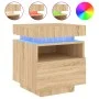 Nachttisch mit LED-Lichtern in Sonoma-Eiche 40x39x48,5 cm von , Nachttische - Ref: Foro24-836788, Preis: 64,07 €, Rabatt: %