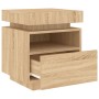 Mesita de noche con luces LED roble Sonoma 40x39x48,5 cm by , Nightstands - Ref: Foro24-836788, Price: 64,93 €, Discount: %