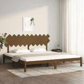Estructura de cama madera maciza de pino marrón miel 200x200 cm Estructura de cama madera maciza de pino marrón miel 200x200 cm
