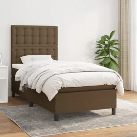 Box spring bed with dark brown fabric mattress 90x200 cm by , Beds and slatted bases - Ref: Foro24-3142068, Price: 336,49 €, ...
