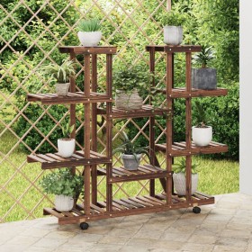 Blumenständer mit Rädern aus massivem Tannenholz 110x25x115 cm von , Topfständer - Ref: Foro24-362859, Preis: 67,37 €, Rabatt: %