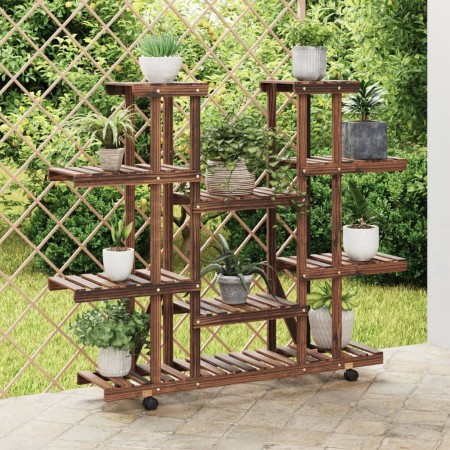 Blumenständer mit Rädern aus massivem Tannenholz 110x25x115 cm von , Topfständer - Ref: Foro24-362859, Preis: 67,37 €, Rabatt: %