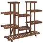 Flower stand with wheels solid fir wood 110x25x115 cm by , Pot stands - Ref: Foro24-362859, Price: 69,80 €, Discount: %