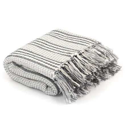 Gestreifte Decke aus grau-weißer Baumwolle, 125 x 150 cm von vidaXL, Decken - Ref: Foro24-245327, Preis: 20,05 €, Rabatt: %