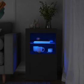 Black engineered wood sideboard with LED lights by , Lockers and storage cabinets - Ref: Foro24-836632, Price: 67,28 €, Disco...