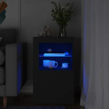 Black engineered wood sideboard with LED lights by , Lockers and storage cabinets - Ref: Foro24-836632, Price: 66,14 €, Disco...