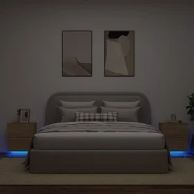 Bedside tables LED lights 2 pcs engineered wood Sonoma oak by , Nightstands - Ref: Foro24-836740, Price: 111,10 €, Discount: %