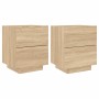 Nachttische, LED-Leuchten, 2 Stück, Holzwerkstoff, Sonoma-Eiche von , Nachttische - Ref: Foro24-836740, Preis: 112,82 €, Raba...