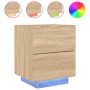 Nachttische, LED-Leuchten, 2 Stück, Holzwerkstoff, Sonoma-Eiche von , Nachttische - Ref: Foro24-836740, Preis: 112,82 €, Raba...