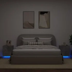 Bedside table LED lights 2 pcs engineered wood gray concrete by , Nightstands - Ref: Foro24-836742, Price: 111,44 €, Discount: %