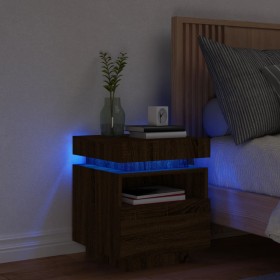 Mesita de noche con luces LED marrón roble 40x39x48,5 cm de , Mesitas de noche - Ref: Foro24-836796, Precio: 73,29 €, Descuen...