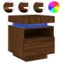 Mesita de noche con luces LED marrón roble 40x39x48,5 cm de , Mesitas de noche - Ref: Foro24-836796, Precio: 71,95 €, Descuen...