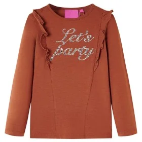 Camiseta infantil de manga larga color coñac 128 de , Camisetas para niños - Ref: Foro24-14217, Precio: 9,17 €, Descuento: %