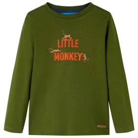 Langärmliges dunkelkhakifarbenes Kinder-T-Shirt 140 von , Kinder-T-Shirts - Ref: Foro24-13043, Preis: 8,30 €, Rabatt: %