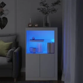 Aparador con luces LED madera de ingeniería blanco by , Lockers and storage cabinets - Ref: Foro24-836623, Price: 89,16 €, Di...