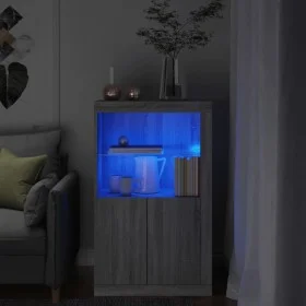 Sideboard with LED lights in Sonoma gray engineered wood by , Lockers and storage cabinets - Ref: Foro24-836628, Price: 109,5...